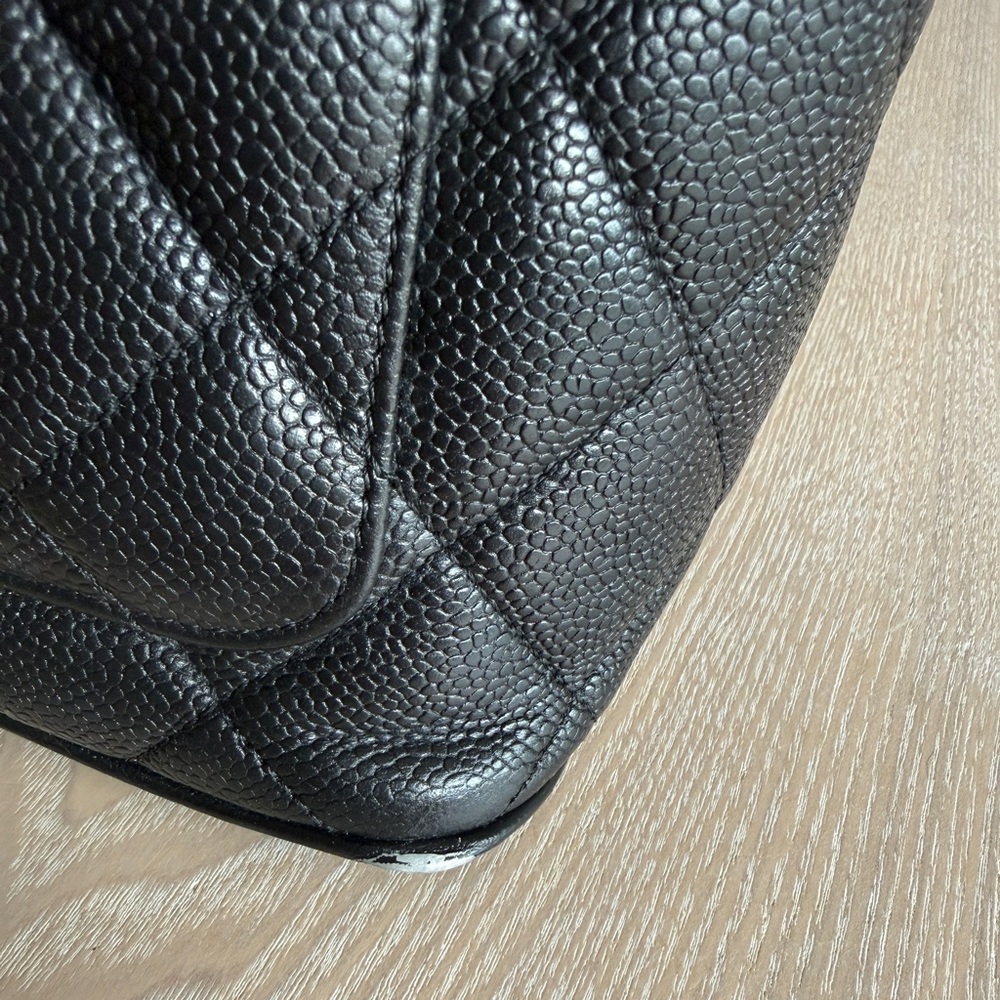 Vintage CHANEL Quilted Caviar Medallion Tote in Black w/Gold Hardware - Picture 6 of 16